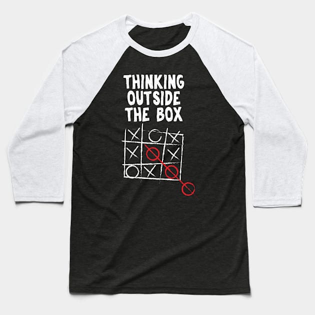 Think Outside The Box print Neurodiversity Baseball T-Shirt by theodoros20